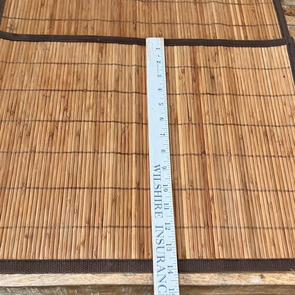 Bamboo Slat Placemat Set of 5 with Brown Fabric Border - Picture 3 of 9